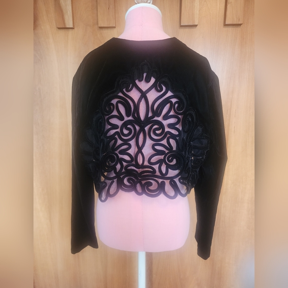 Gunne Sax by Jessica McClintock Vintage Black Velvet Bolero Sz 18W - Picture 2 of 9